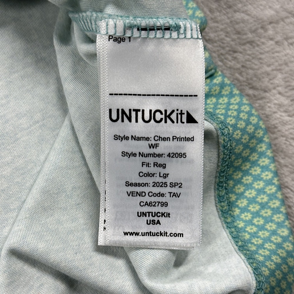UNTUCKit Polo Shirt Mens XL Light Green Wrinkle Free Supima Cotton Summer Casual - Picture 8 of 8